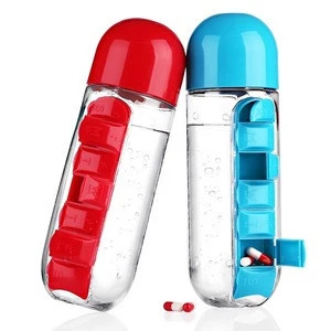 20OZ/600ML New Design Plastic Daily Weekly Pill Box 7 Days Water Bottle Pill Hot Water Bottle