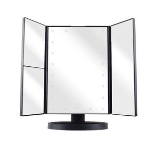 21LEDS Foldable Desktop LED Makeup Mirror X2 Magnification Bright Dimmable Vanity Makeup Mirror