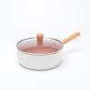 2.1mm thickness aluminum 18cm 20cm 22cm colorful milk sauce pan non stick with full glass cover