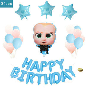 Buy 24pcs/set Cartoon Boss Baby Balloon Happy Birthday Foil Helium ...