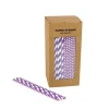 250 Pack Paper Straws Purple And White Stripe Chevron for Juices, Shakes, Smoothies, Party Supplies Decorations