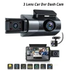 3 Channel Car DVR HD 1080P 3-Len Inside Vehicle Dash Cam Three Way Camera DVRs Recorder Video Mini Dashcam Camcorder 3 inch