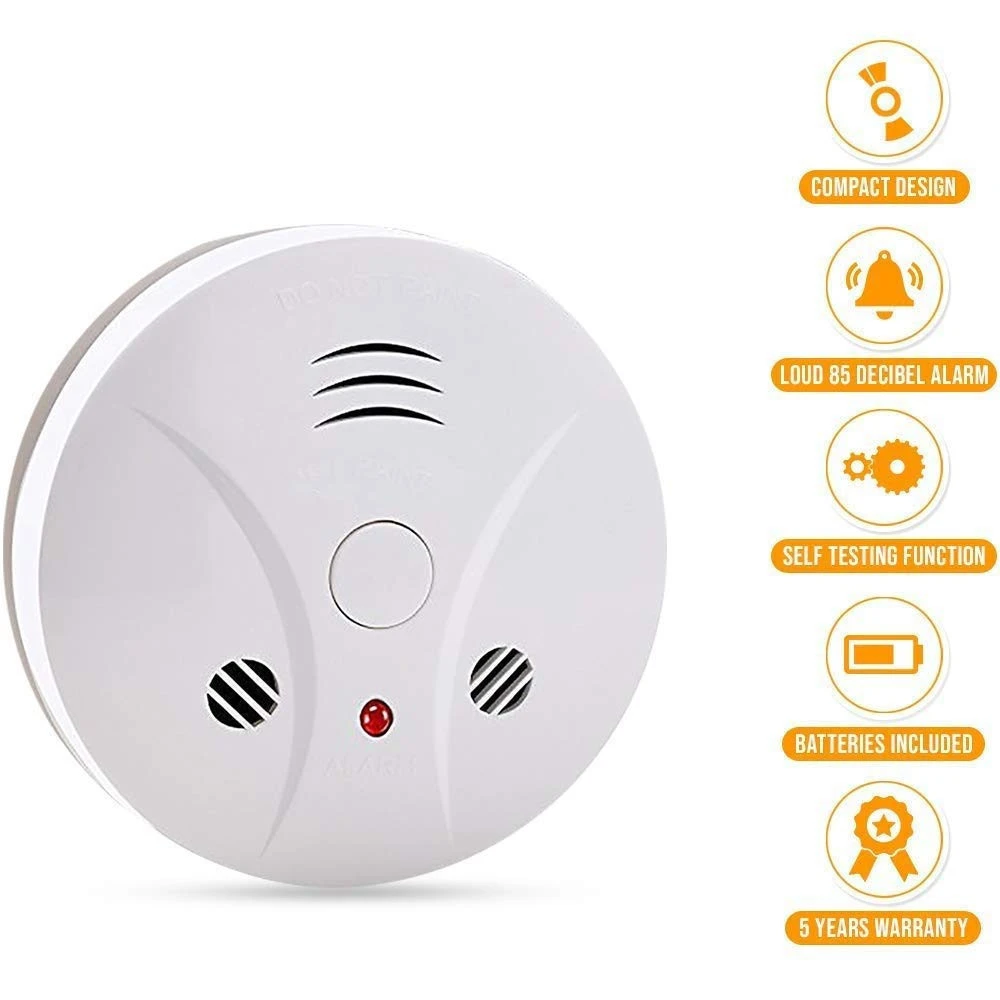 3 Pack Fire Alarms Smoke Detector Battery Operated with Photoelectric Sensor and Silence Button Travel Portable Smoke Alarms