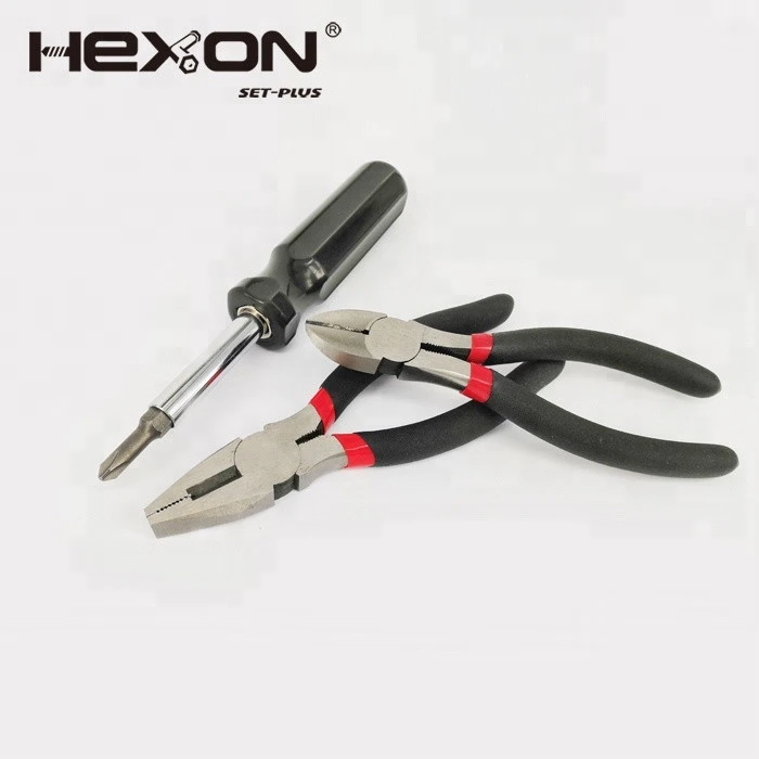 3 pieces combination tool kit with plier and screwdriver