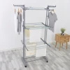 3 tier steel laundry rack drying foldable laundry dryer stand blue