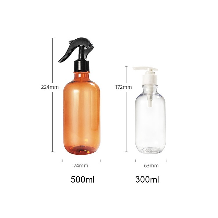 300ml 500ml Amber Transparent Pet Plastic Spray Bottle