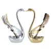304 stainless steel fruit fork and spoon set with swan shape holder