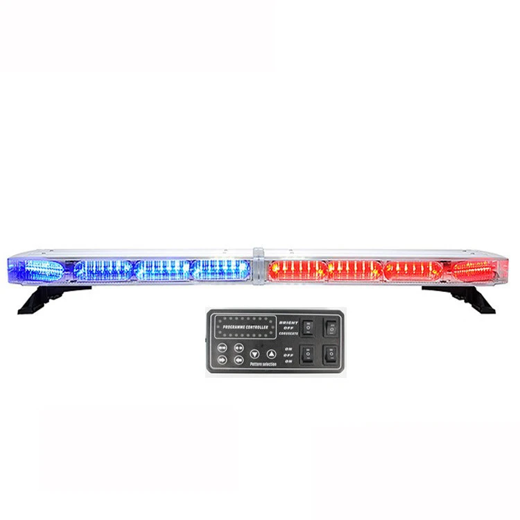 48 inch roof mount led grid red blue firefighter pov vehicle police lights and siren