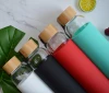 550ml Bamboo Lid Glass Sports Water Bottle with Silicone sleeve