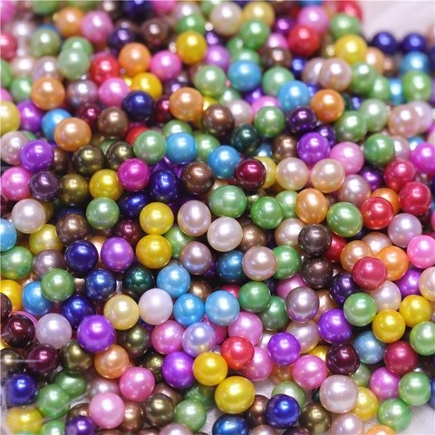 6-7mm AAAA+ grade natural real dyed freshwater round shape beads loose pearl no holes for cages lockets pearl party