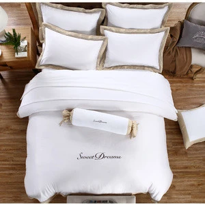 600TC sateen material hotel luxury bedding set cotton bed sheet