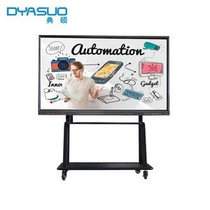 65 75inch All in one OPS smartboards Wall Mounted Sliding electronic IR multi touch screen interactive whiteboard for school
