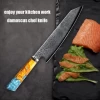 8 inch 67 layers Stable wood Resin cured wood Octagonal handle Damascus steel Chefs knife
