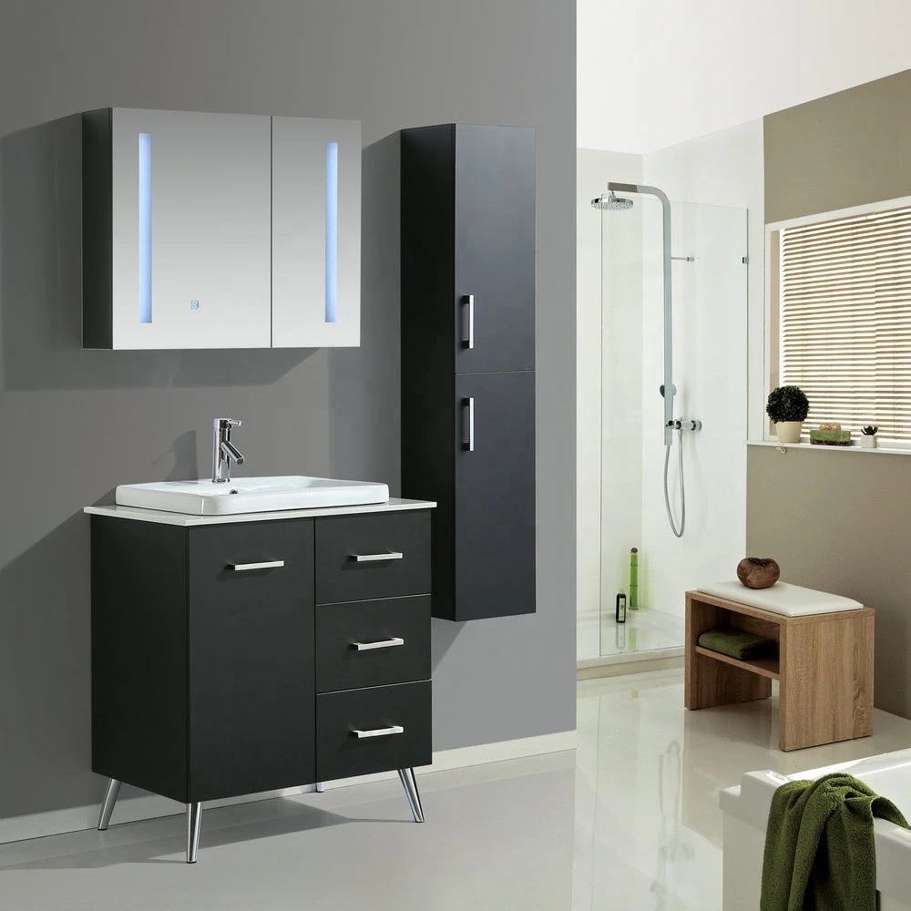 80cm LED Lighted Mirror Cabinet With Wash Sink Bathroom Vanity