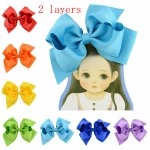 accessories  6 inch grosgrain ribbon soild color bows  alligator clip for girl 2 layers  JOJO hair bows