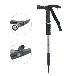 Adjustable folding walking stick light plastic handles trekking pole carbon fiber anti shock hiking sticks