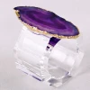 Agate Stone Napkin Rings Wedding Table Napkin Crystal Ring Holder Geode Slice Crystal