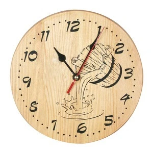 Alphasauan Hot Sales Wooden Sauna Wall Clock Suitable  Dry Suana House