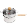 Aluminum Alloy White Non Stick Marble Coating Multi Purpose Cooking Pana Milk Pots Sauce Pans Wooden Handle