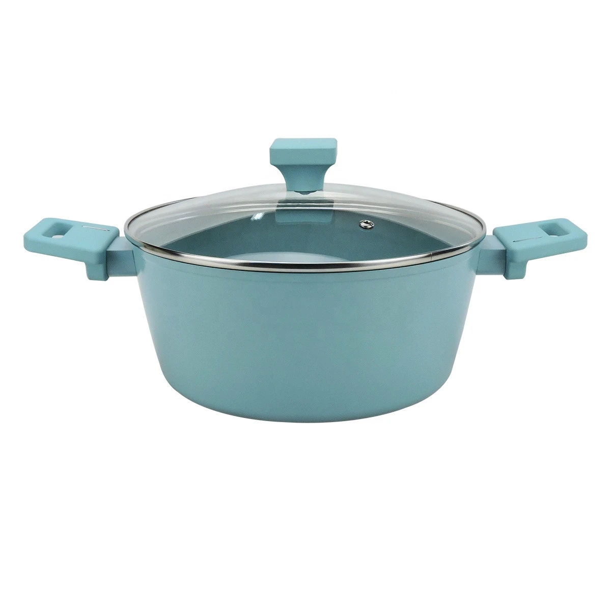 Aluminum Forged Blue Ceramic coated Casserole cookware set soup pot stock pots20/22/24/26/28cm