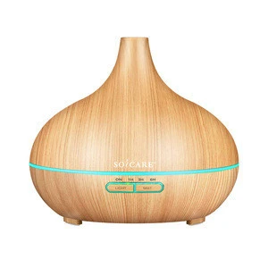 Amazon Best Seller Custom Colors LED Lights Wood Grain Ultrasonic Mist Air Humidifier Essential Oil Aroma Diffuser