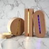 Amazon Top Seller 3d Visual Led Lamp Natural Wood Photo Frame Base 3d Illusion Night Light For Acrylic Board