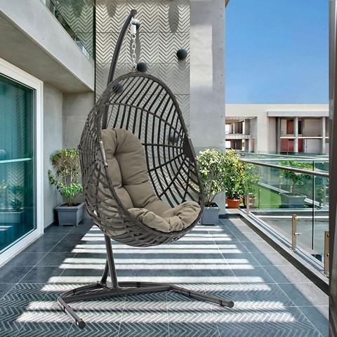 Amazonhot outdoor swings patio woven rattan swing garden weave hanging egg chair indoor in modern style swings hanging egg chair