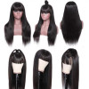 Angelbella Long Wig Human Hair Wigs with Bangs Silk Straight Brazilian Remy Wig with Bangs Human Hair