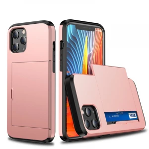 Armor Card Slot Slide Wallet Credit Card Holder Mobile Phone Bags & Cases for iPhone11 12 Pro Max case