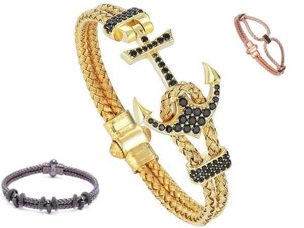 ATOLYESTONE18K Gold Anchor Bangle Stainless Steel Bracelet Bangle Jewelry S3-0206