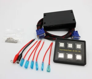 Auto car marine DC 12V 6 Gang LED button Switch Panel Slim Touch Control switch Panel in blue