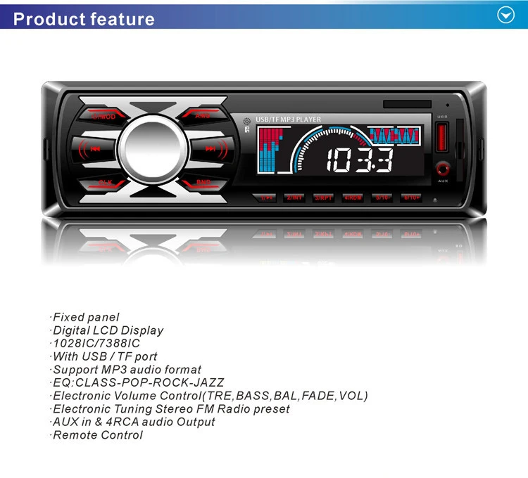 Auto car radio player/car mp3/usb/sd/aux/1028/7388/7377 ic