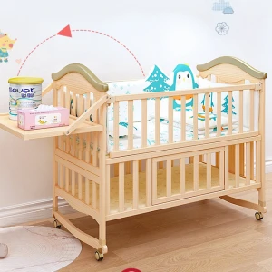 Baby  Crib Component Foldable Movable Baby Cribs Wooden Bed and Crib Bedding Set Baby