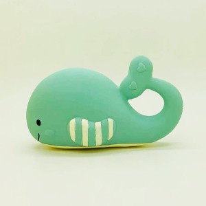 Baby Pure Natural Organic Rubber Whale Shape Teether with Bell