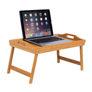 Bamboo Bed Tray Table for Eating Breakfast Tray for Bed Foldable Wood Serving Tray with Legs for Home, Bedroom, Hospital