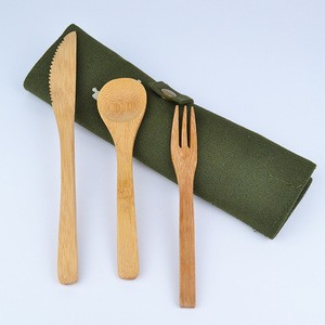 Bamboo Cutlery set -- knife fork and spoon