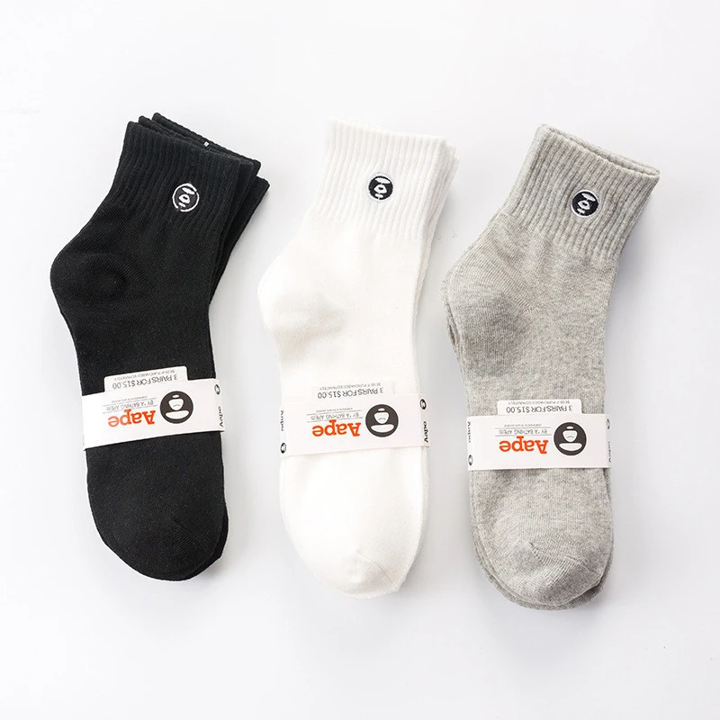 basic black white grey  custom sport socks embroidery / custom logo socks embroidery