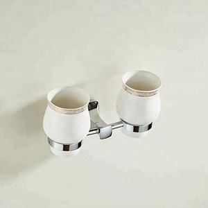 Bathroom hardware Wall Mounted Double Tumbler Holder Bath Cup Holder