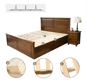 Bed set wood base design home furniture