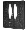 Bedroom furniture pvc handle MDF wooden mirrored cloth cabinet wardrobe