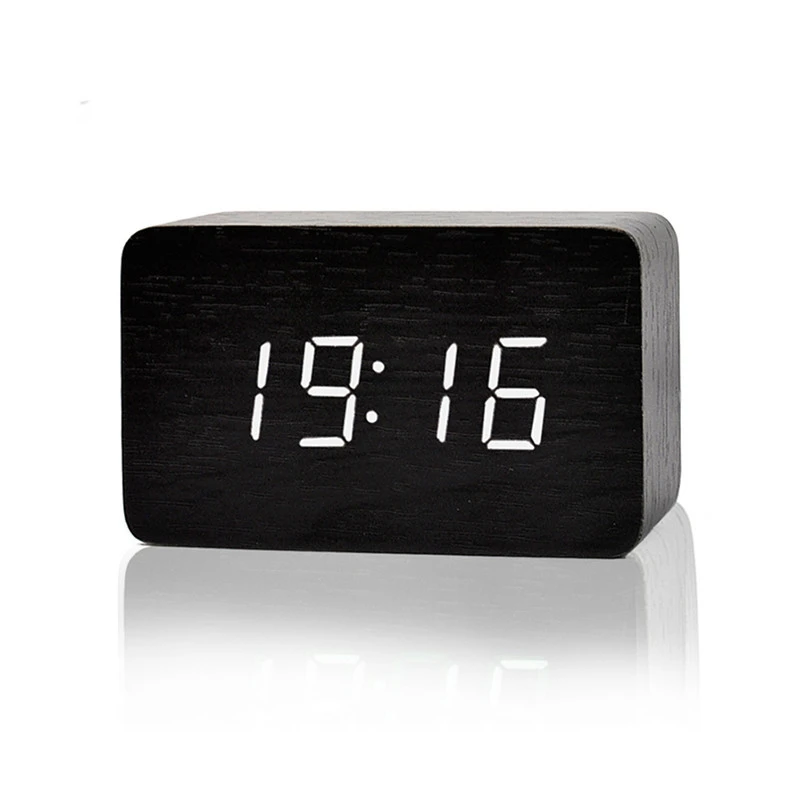 Bedroom Table Design Digital Wake Up Digital Display Led Wooden Alarm Clocks