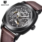 BENYAR 5121 New Brand Mens Watches Automatic Mechanical Watch Sport Clock Leather Casual Business Wrist Watch Relogio Masculino