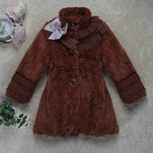 Best selling high quality long winter fur children&#039;s coats 4-12y