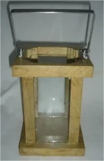 Best Selling Wooden Lanterns In natural Finishing with Glass Cylinder steel Head and Wooden Head for Home & Christmas Decoration