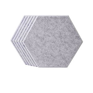 Beveled Edge Decor Sound Proof Padding Wall Tiles Polyester Fiber Hexagon Acoustic Panels