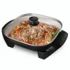 Black 12 inch electric frying pan multi function electric skillet with removable adjustable temperature control