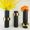 Black Lacquer Resin Vase Metal Vases For Centerpieces Decorative Vases For Hotels