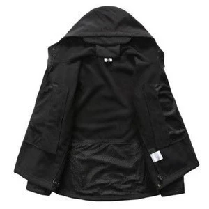 Black Waterproof Soft Shell and Fleece Lining Jacket Coats  for Men