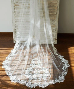 Cathedral Long Tulle Lace Appliques Wedding Veil Bridal Veil