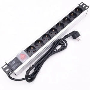 CE RoHS certified 1U  8 way Germany socket outlet PDU horizontal rack mounting cabinet power distribution unit with switch